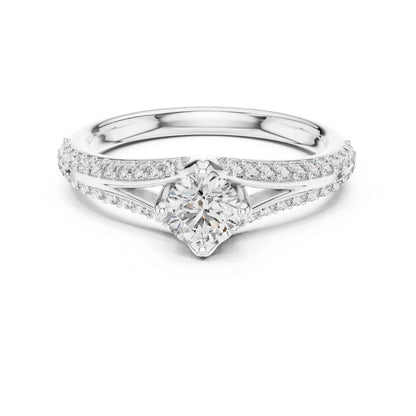 0.50 Carat Round Lab Diamond Solitaire Ring with Pavé Split Band