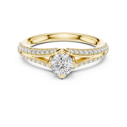 0.50 Carat Round Lab Diamond Solitaire Ring with Pavé Split Band
