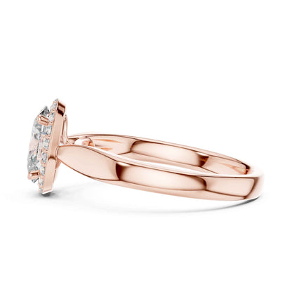 1 Carat Oval Lab Grown Diamond Halo Engagement Ring with Thick Band