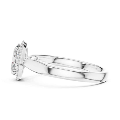 1 Carat Oval Lab Grown Diamond Halo Engagement Ring with Thick Band