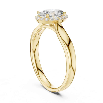 1 Carat Oval Lab Grown Diamond Halo Engagement Ring with Thick Band