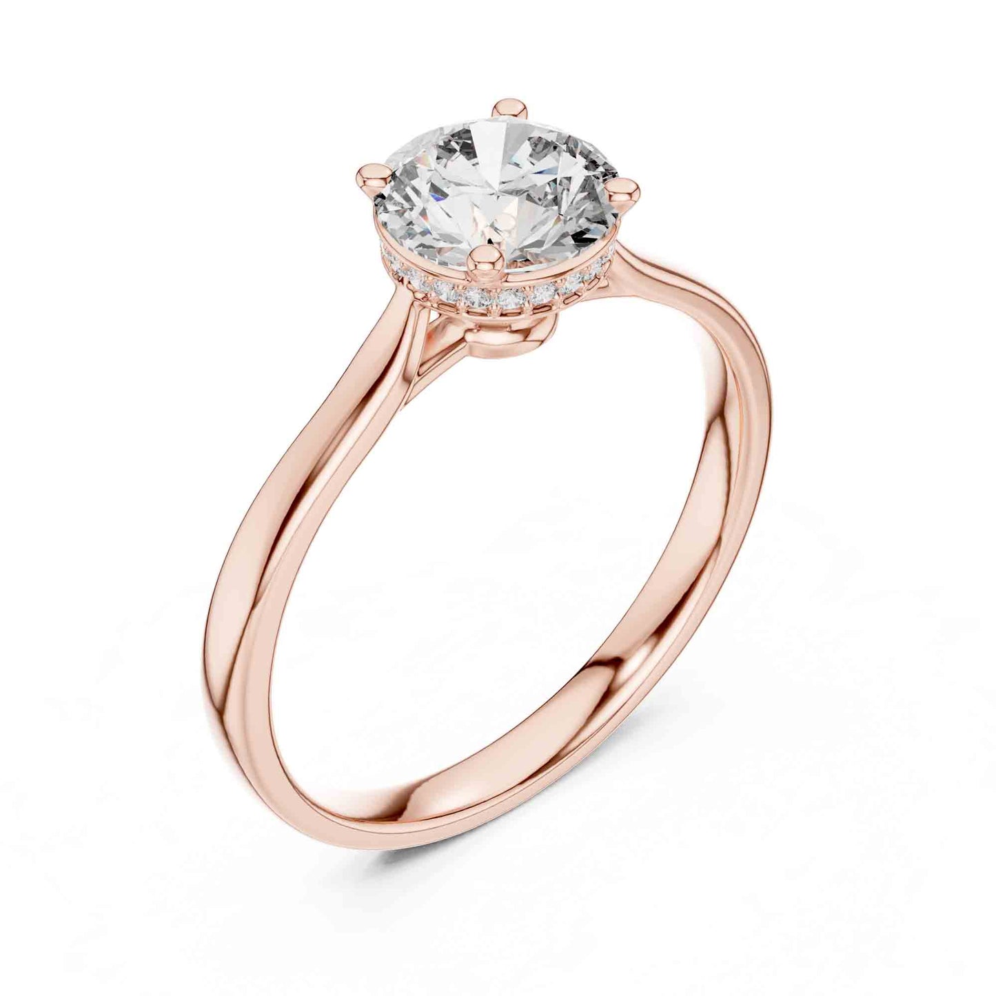 1 Carat Round Moissanite Diamond Solitaire Ring, Minimal Classic Design