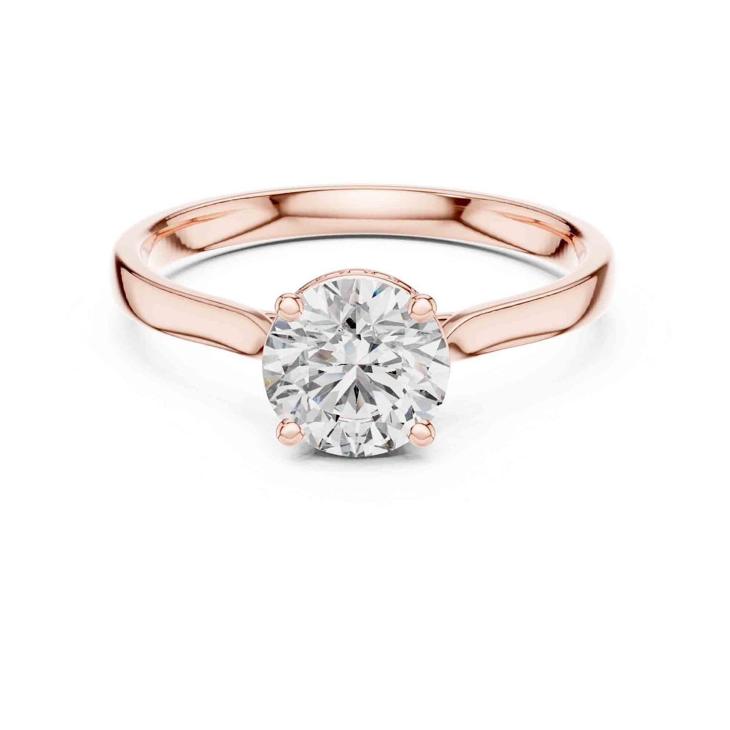 1 Carat Round Moissanite Diamond Solitaire Ring, Minimal Classic Design
