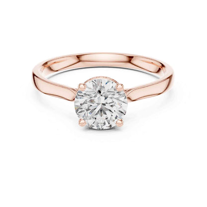 1 Carat Round Moissanite Diamond Solitaire Ring, Minimal Classic Design