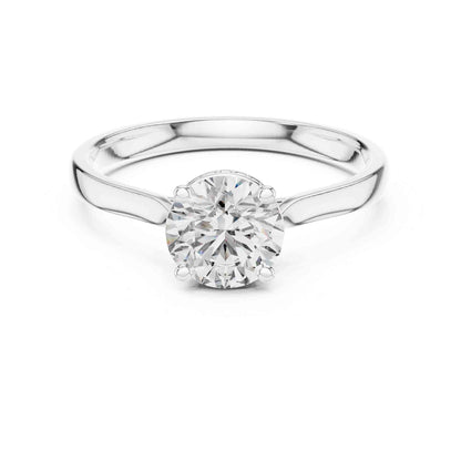1 Carat Round Moissanite Diamond Solitaire Ring, Minimal Classic Design