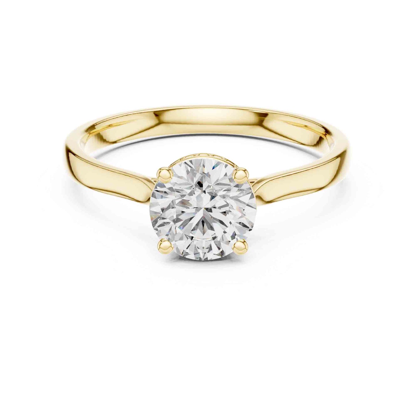 1 Carat Round Moissanite Diamond Solitaire Ring, Minimal Classic Design