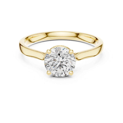 1 Carat Round Moissanite Diamond Solitaire Ring, Minimal Classic Design