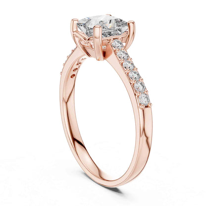 1 Carat Princess Cut Lab Grown Diamond Ring with Pavé Accent Shank