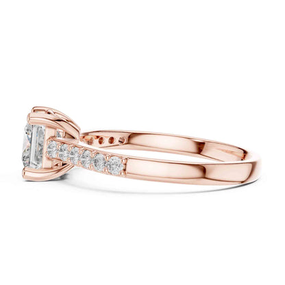 1 Carat Princess Cut Lab Grown Diamond Ring with Pavé Accent Shank