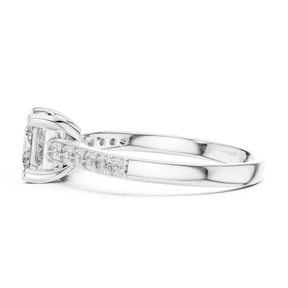 1 Carat Princess Cut Lab Grown Diamond Ring with Pavé Accent Shank