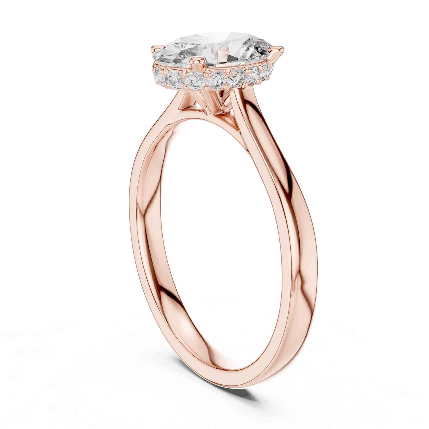 1.5 Carat Oval Lab Grown Diamond Solitaire Ring with Hidden Halo
