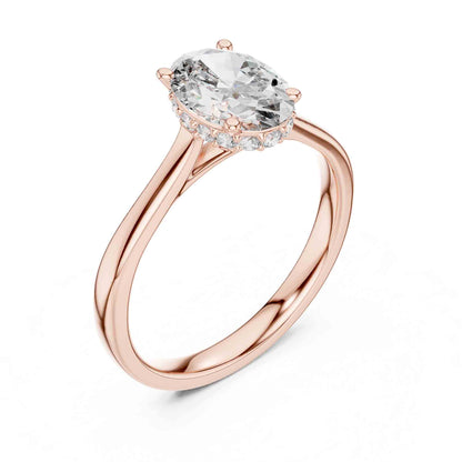 1.5 Carat Oval Lab Grown Diamond Solitaire Ring with Hidden Halo