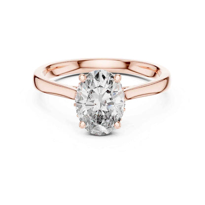 1.5 Carat Oval Lab Grown Diamond Solitaire Ring with Hidden Halo