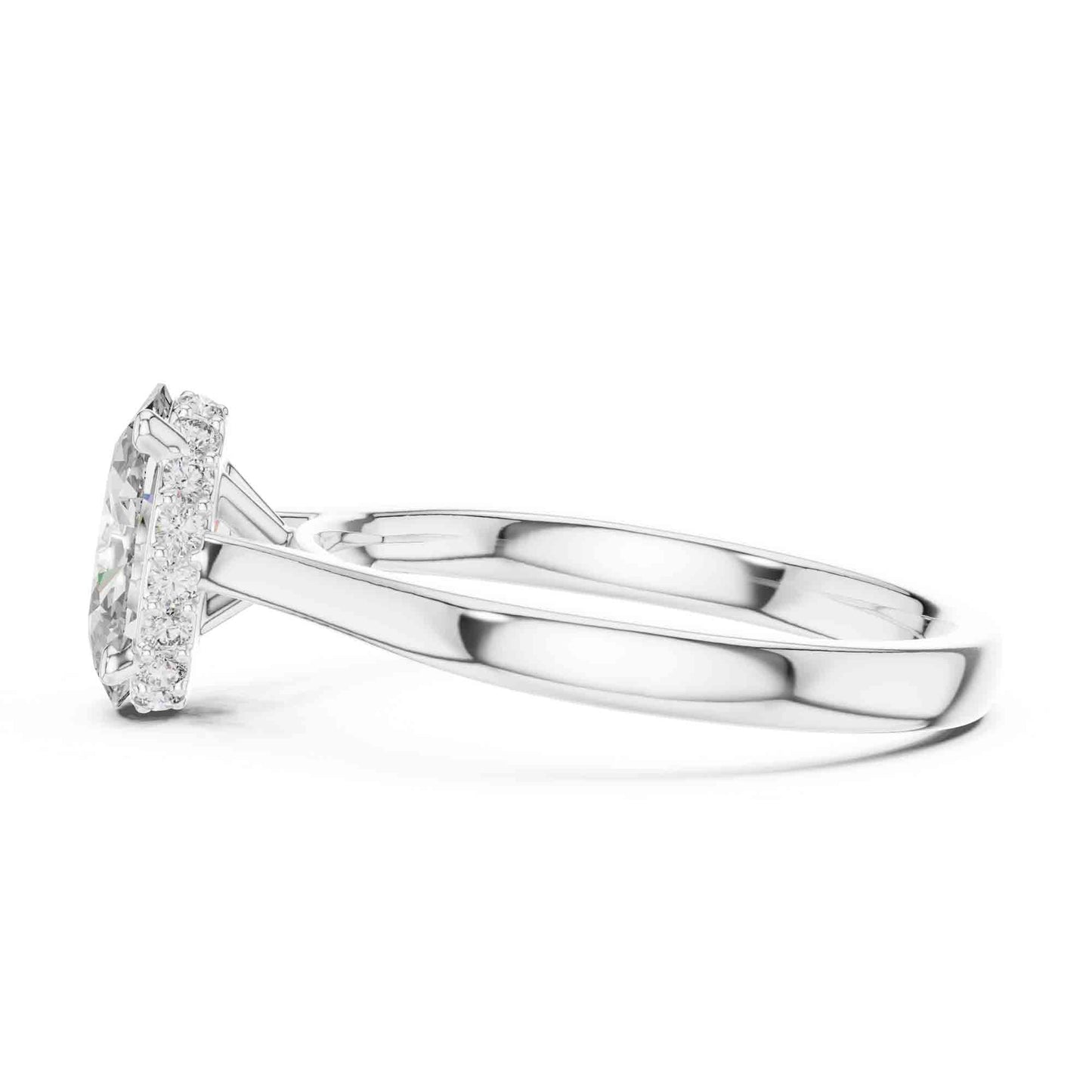 1.5 Carat Oval Lab Grown Diamond Solitaire Ring with Hidden Halo