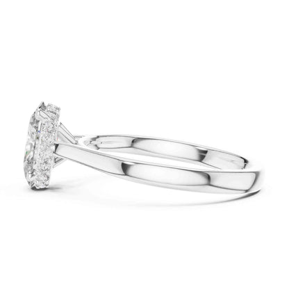 1.5 Carat Oval Lab Grown Diamond Solitaire Ring with Hidden Halo
