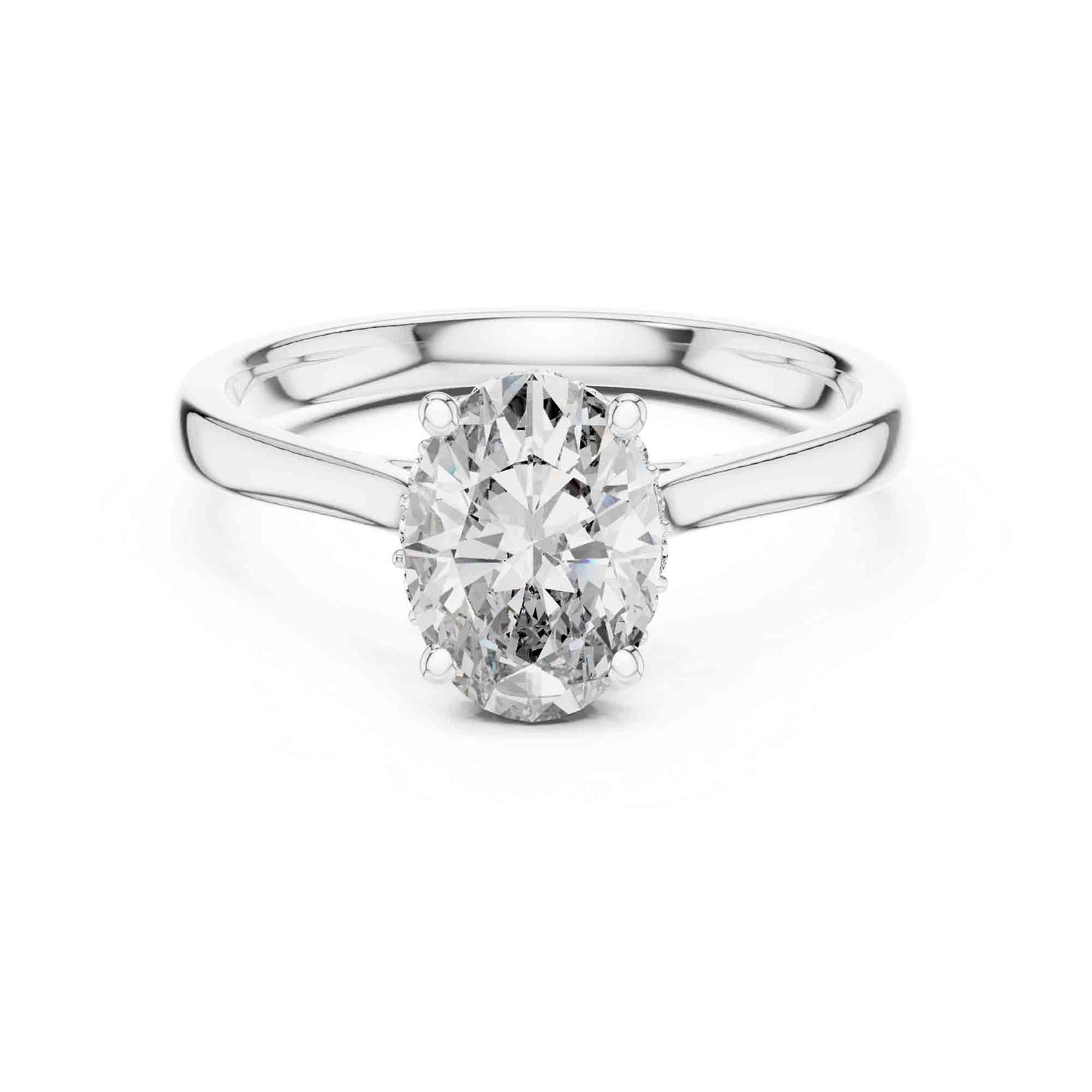 1.5 Carat Oval Lab Grown Diamond Solitaire Ring with Hidden Halo