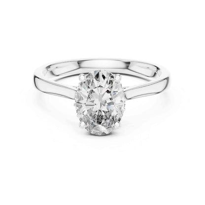 1.5 Carat Oval Lab Grown Diamond Solitaire Ring with Hidden Halo