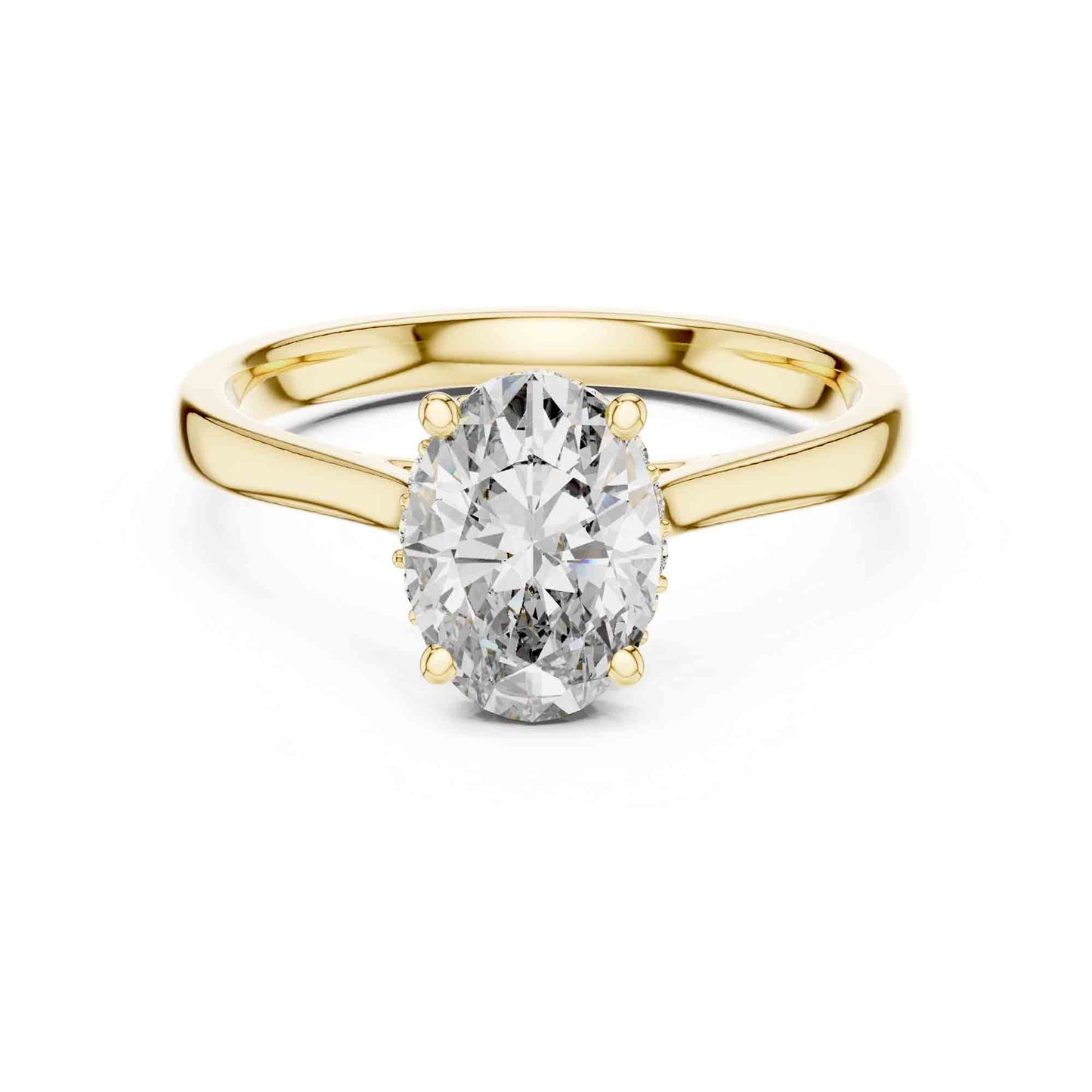 1.5 Carat Oval Lab Grown Diamond Solitaire Ring with Hidden Halo