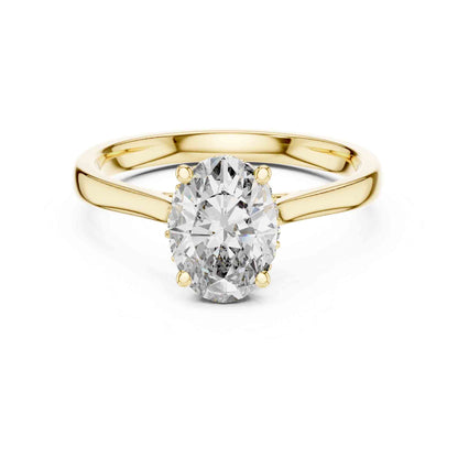 1.5 Carat Oval Lab Grown Diamond Solitaire Ring with Hidden Halo