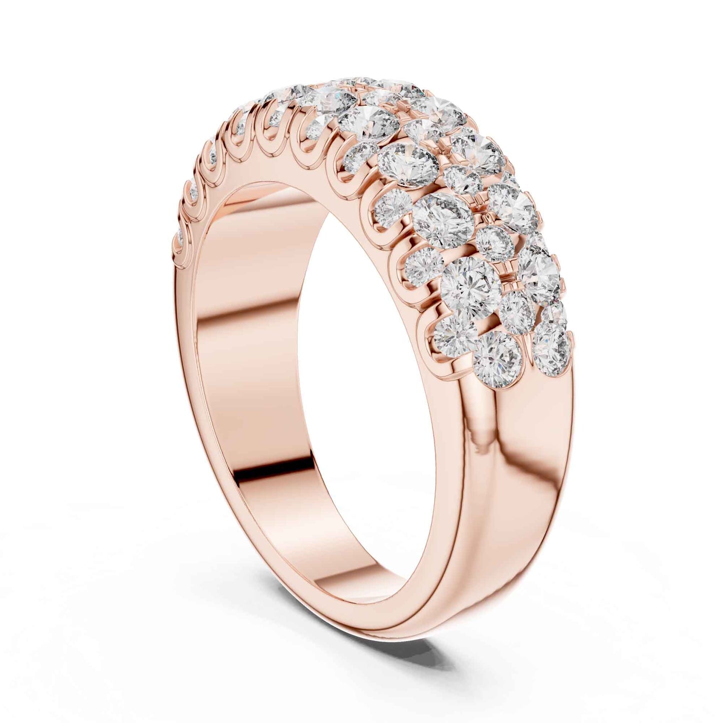Wide Three Row Lab Grown Diamond Eternity Wedding Band