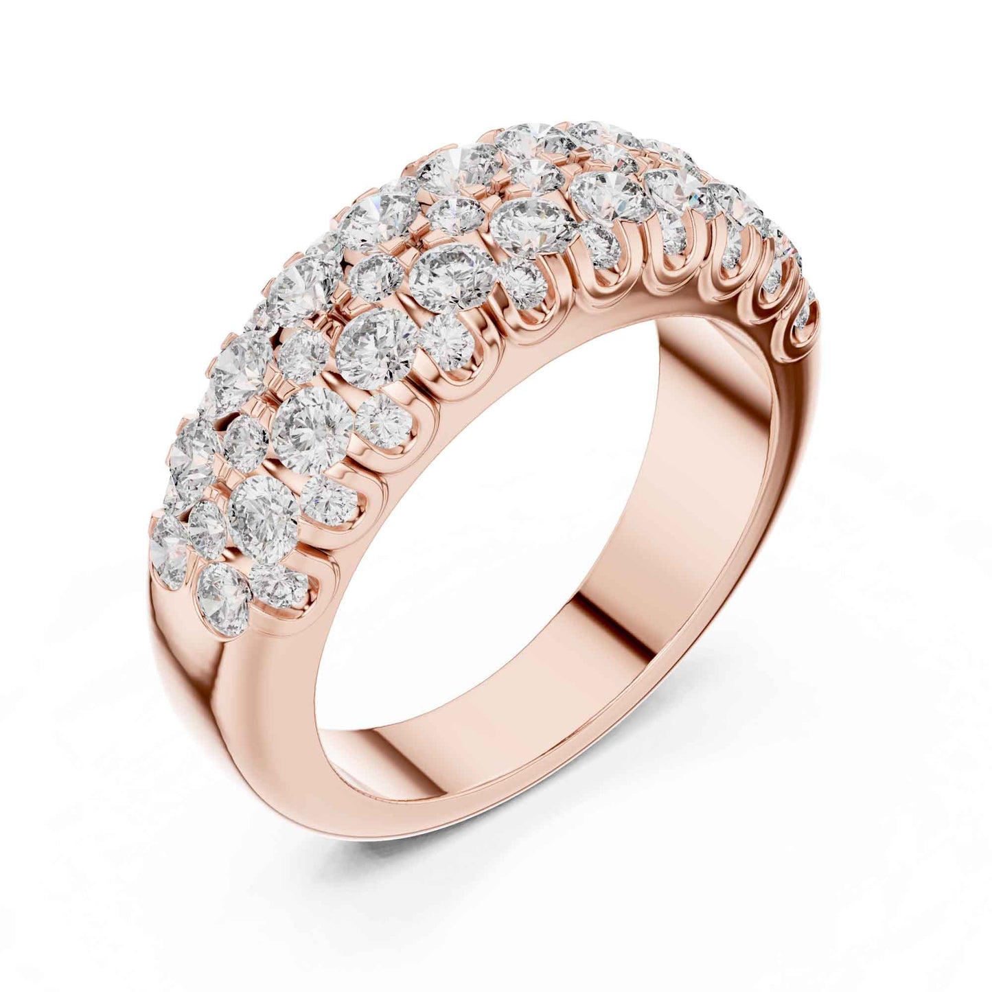 Wide Three Row Lab Grown Diamond Eternity Wedding Band