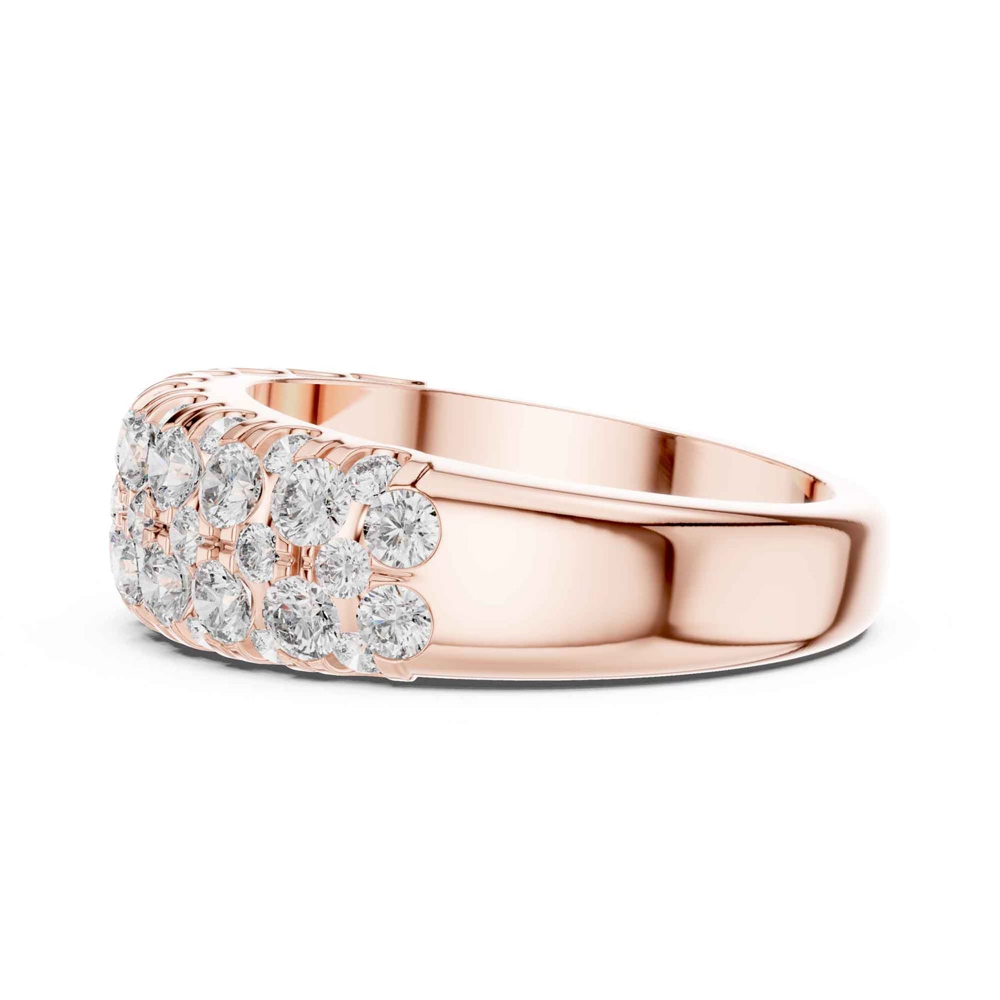 Wide Three Row Lab Grown Diamond Eternity Wedding Band
