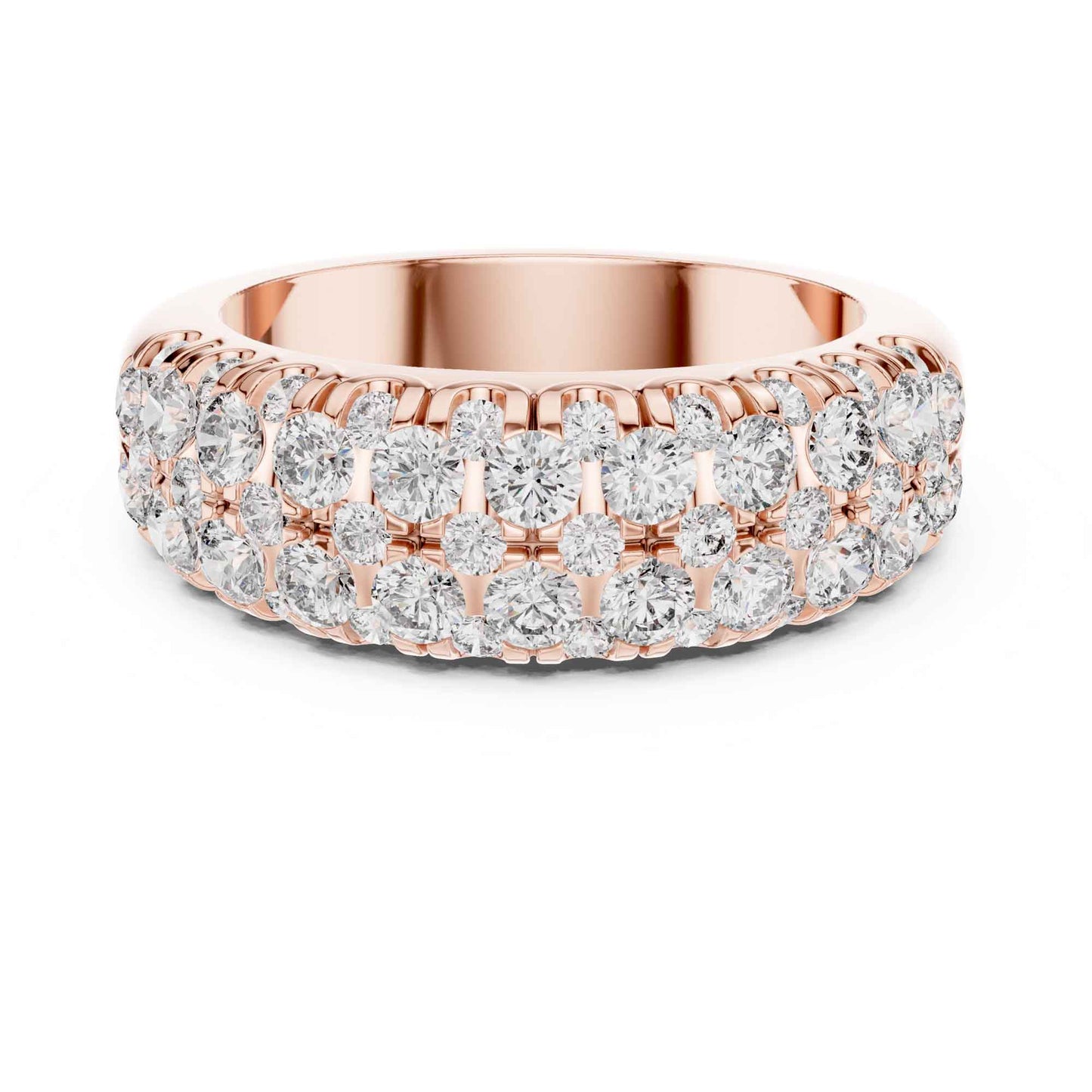 Wide Three Row Lab Grown Diamond Eternity Wedding Band