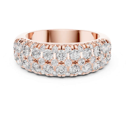 Wide Three Row Lab Grown Diamond Eternity Wedding Band