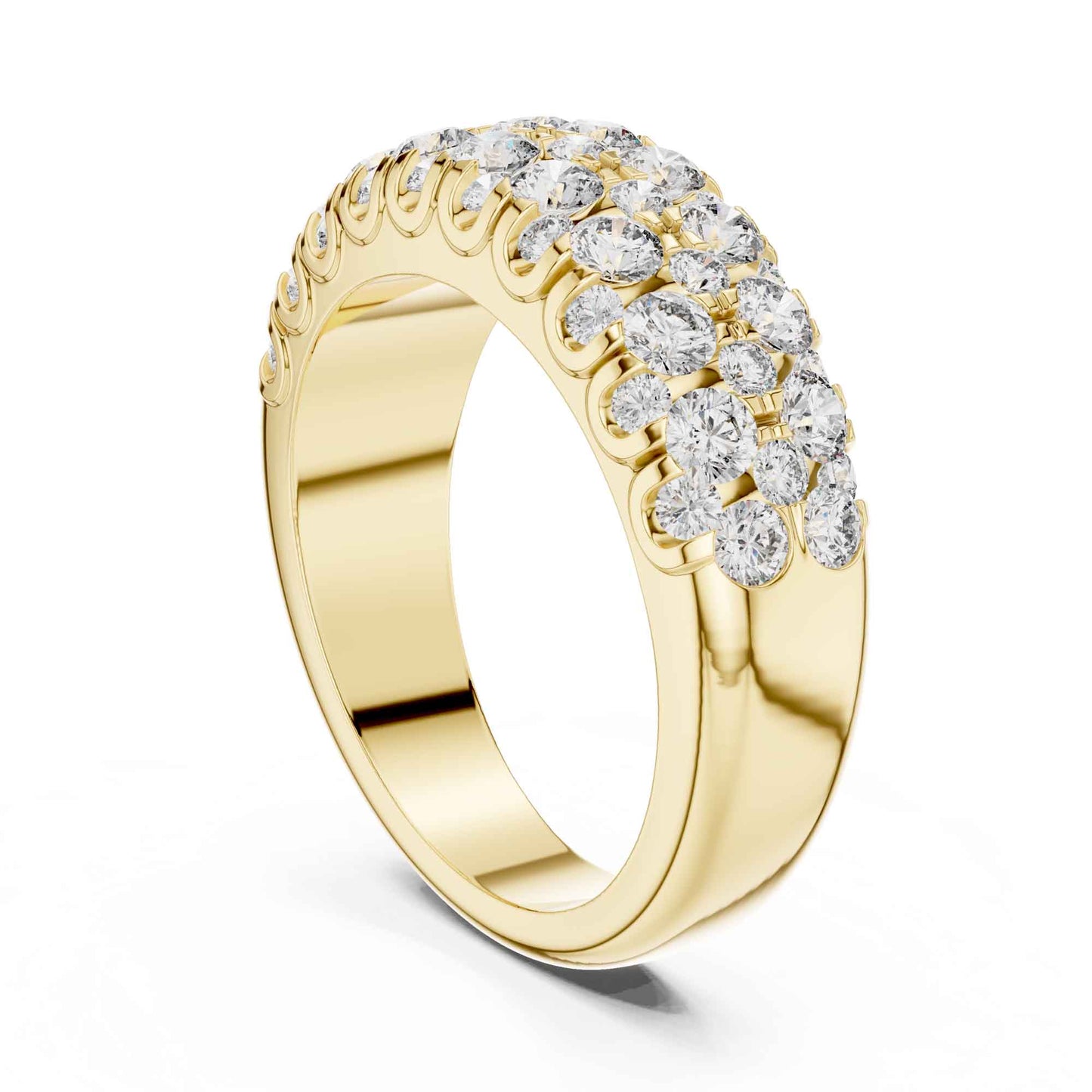 Wide Three Row Lab Grown Diamond Eternity Wedding Band