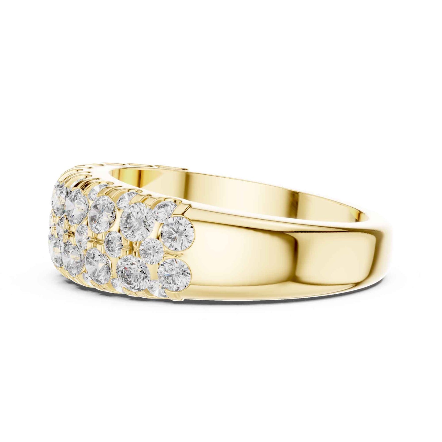 Wide Three Row Lab Grown Diamond Eternity Wedding Band
