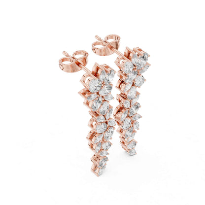 Floral Cascade Lab Grown Diamond Drop & Dangel Earrings