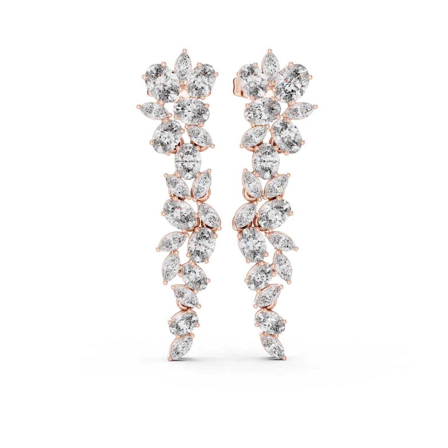 Floral Cascade Lab Grown Diamond Drop & Dangel Earrings