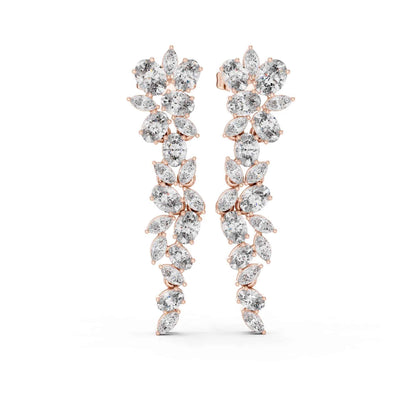 Floral Cascade Lab Grown Diamond Drop & Dangel Earrings