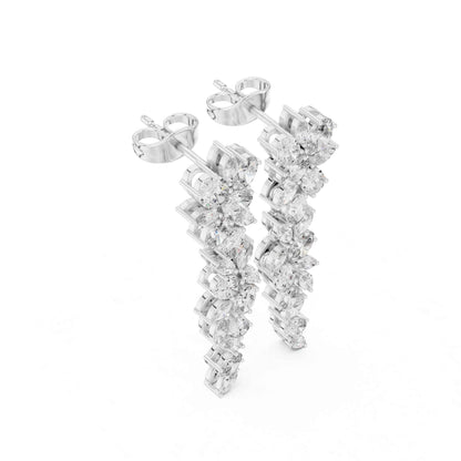 Floral Cascade Lab Grown Diamond Drop & Dangel Earrings