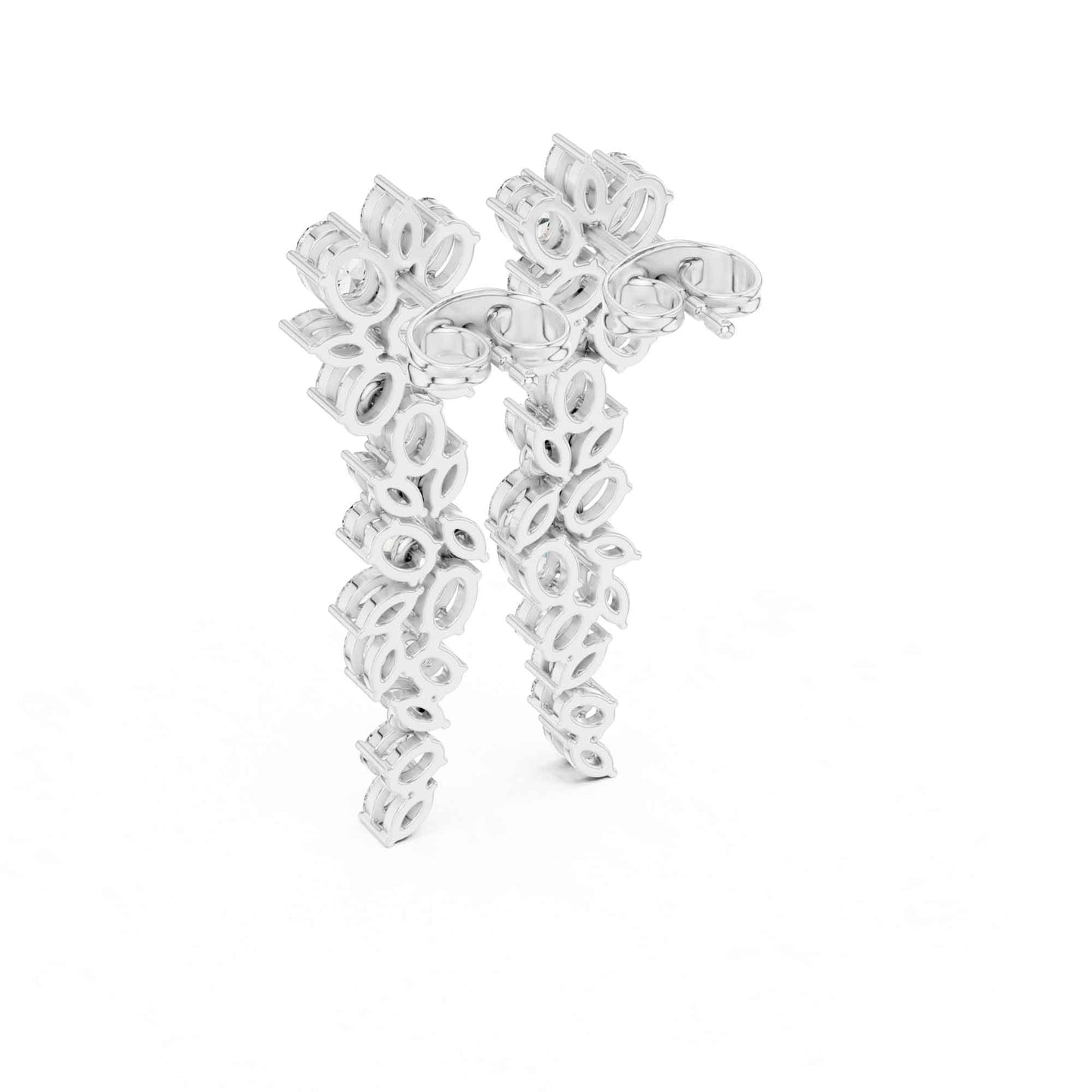 Floral Cascade Lab Grown Diamond Drop & Dangel Earrings