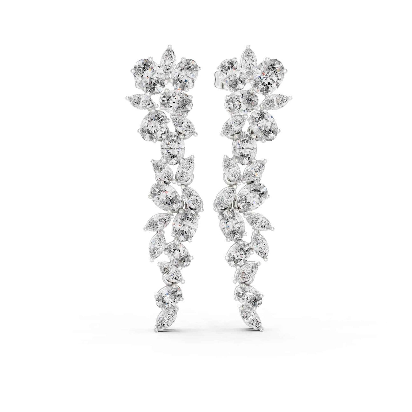 Floral Cascade Lab Grown Diamond Drop & Dangel Earrings
