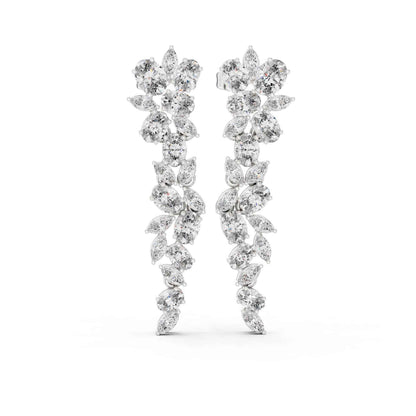 Floral Cascade Lab Grown Diamond Drop & Dangel Earrings