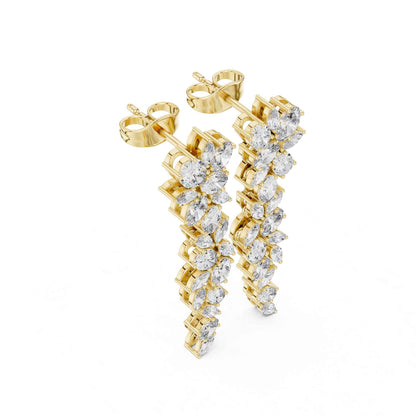 Floral Cascade Lab Grown Diamond Drop & Dangel Earrings