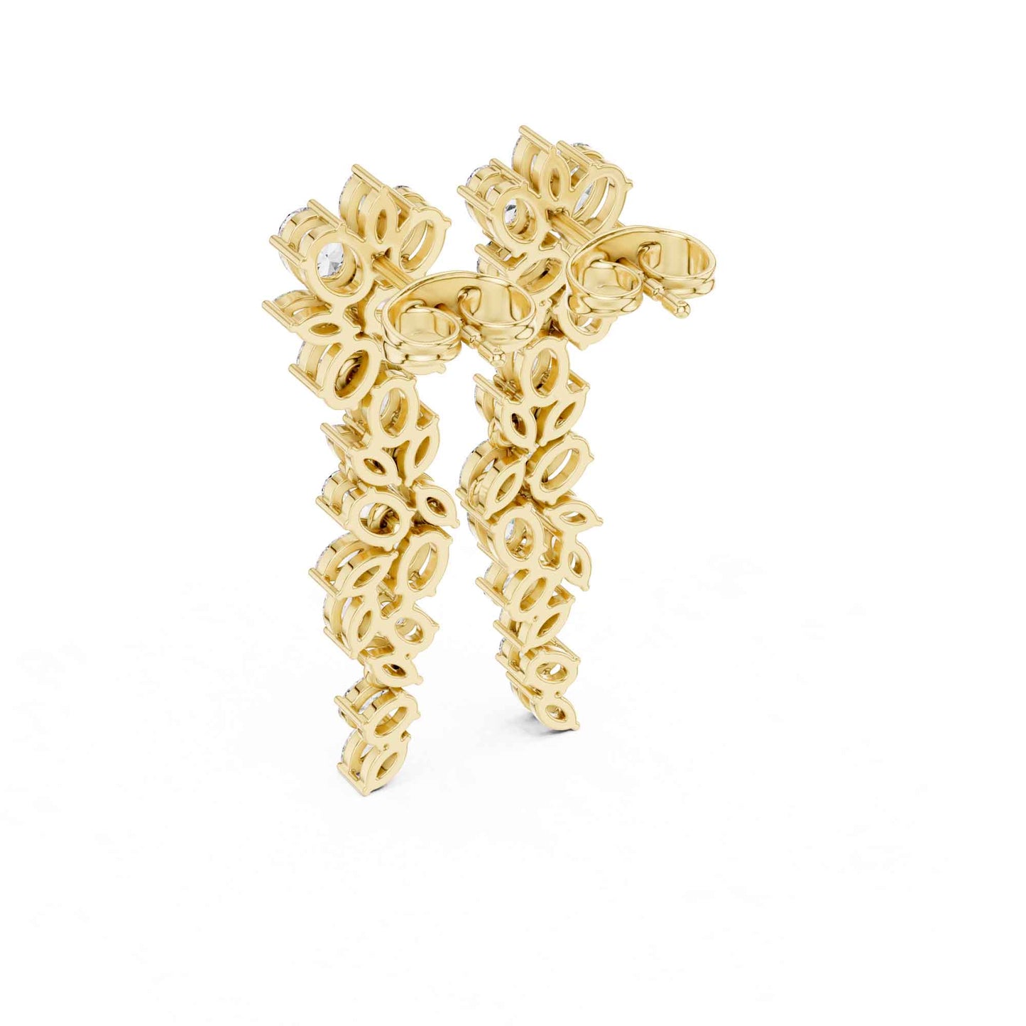 Floral Cascade Lab Grown Diamond Drop & Dangel Earrings