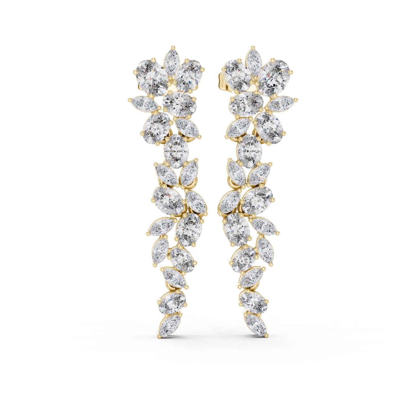 Floral Cascade Lab Grown Diamond Drop & Dangel Earrings