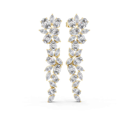 Floral Cascade Lab Grown Diamond Drop & Dangel Earrings