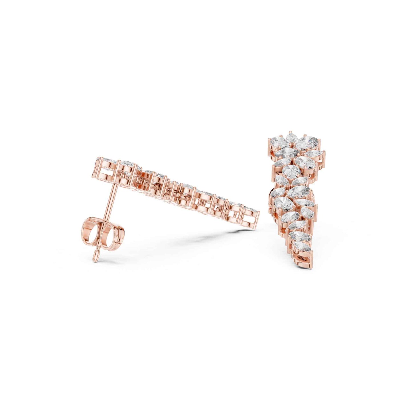 Floral Cascade Lab Grown Diamond Drop & Dangel Earrings