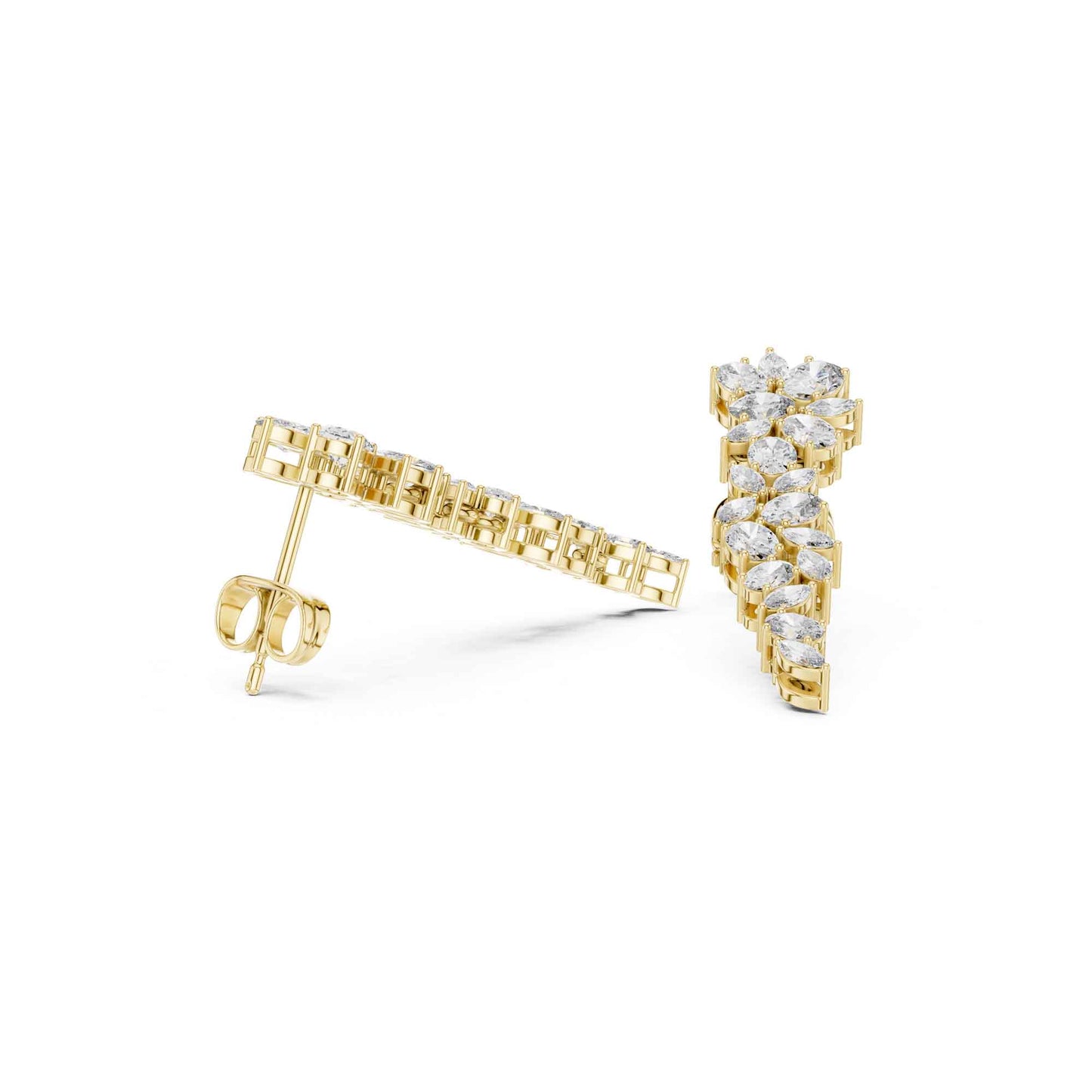 Floral Cascade Lab Grown Diamond Drop & Dangel Earrings