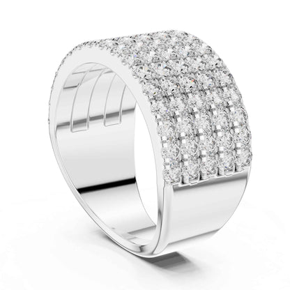 Wide Five Row Round Lab Grown Diamond Wedding Band Ring