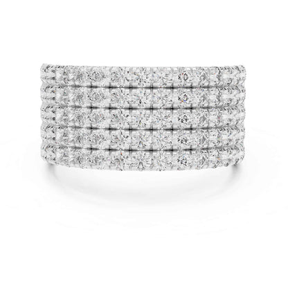Wide Five Row Round Lab Grown Diamond Wedding Band Ring