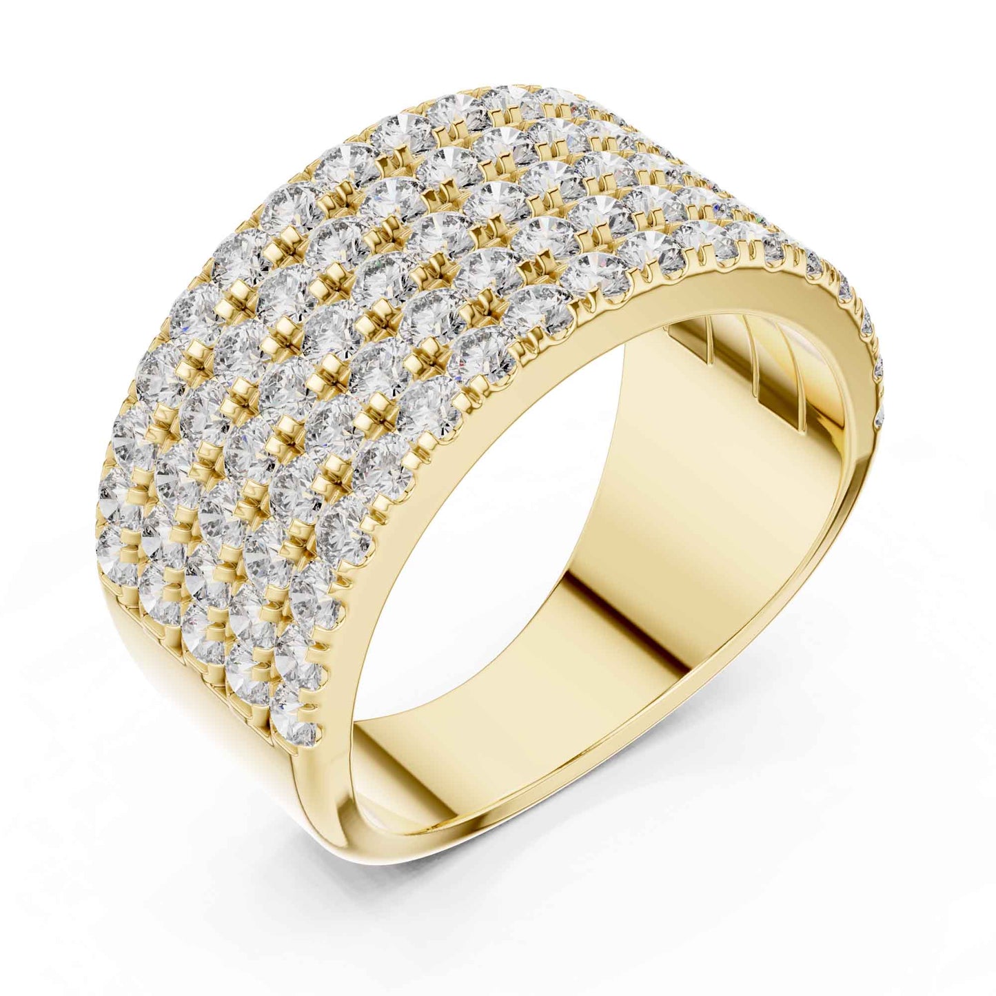 Wide Five Row Round Lab Grown Diamond Wedding Band Ring