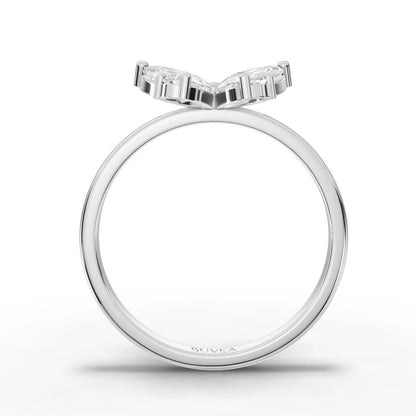 1.10 Carat Pear, Marquise Cut Moissanite Diamond Butterfly Ring