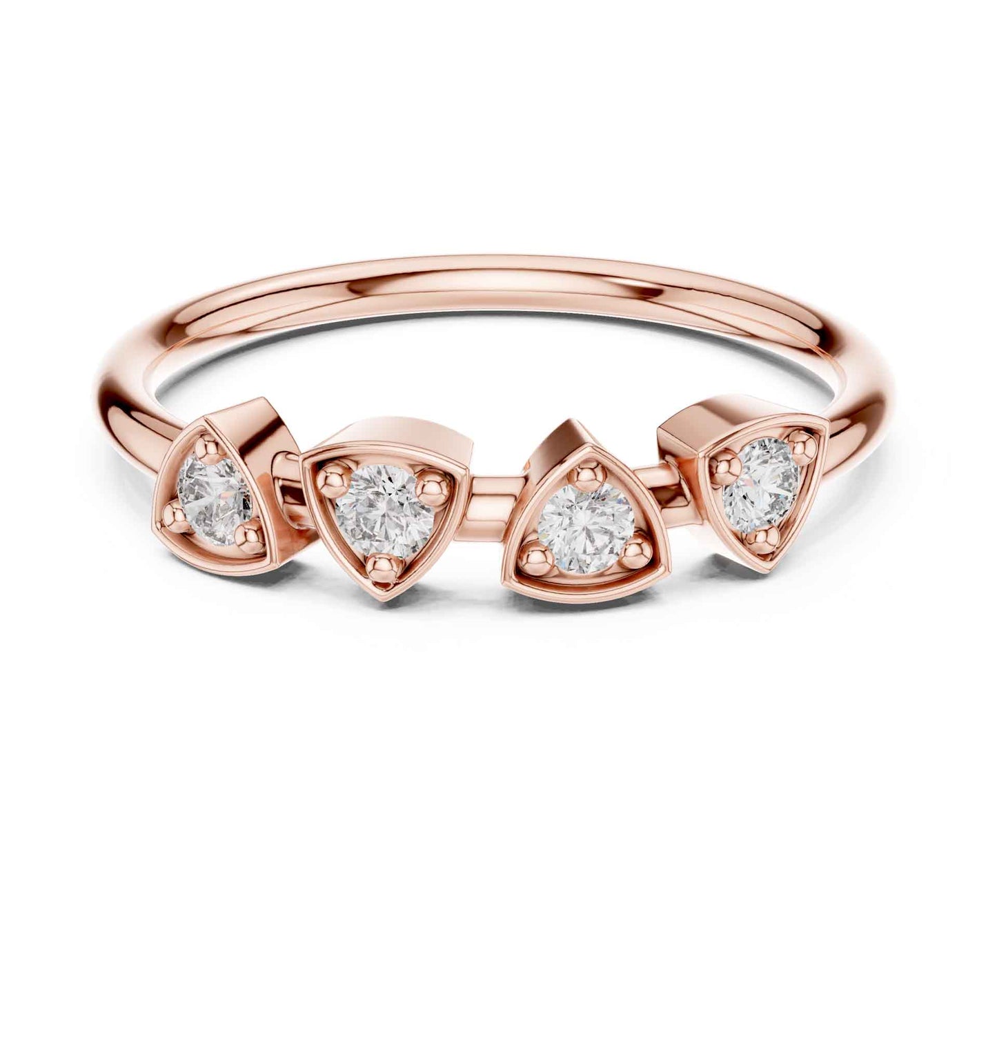 Round Cut Diamond Wedding Band with Shared Prong Setting