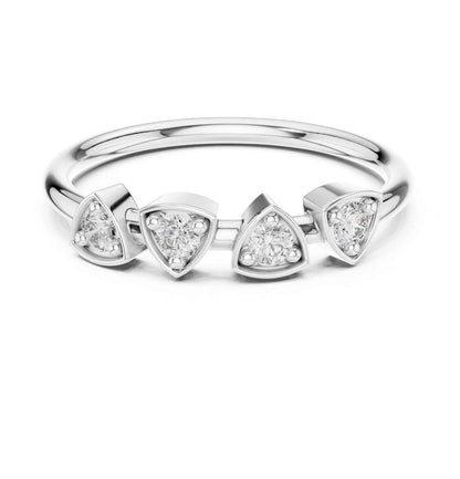 Round Cut Diamond Wedding Band with Shared Prong Setting