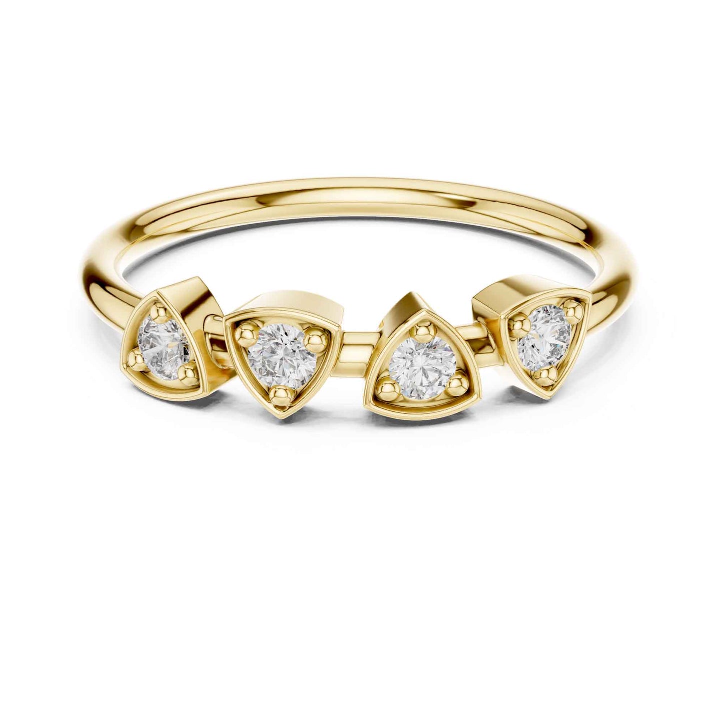 Round Cut Diamond Wedding Band with Shared Prong Setting